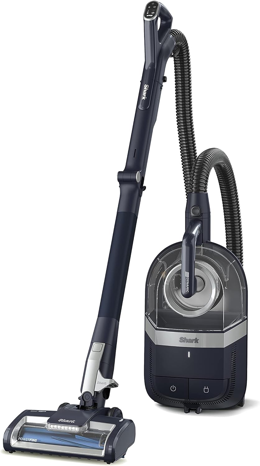 Shark CZ351 Pet Canister Vacuum, Bagless, Corded with Self-Cleaning Brushroll  PowerFins, Navy  Silver